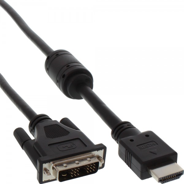 InLine® HDMI-DVI Adapterkabel, 19pol Stecker auf 18+1 Stecker, mit Ferrit, 3m