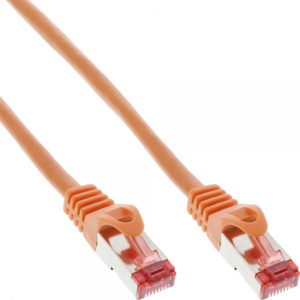 InLine® Patchkabel, S/FTP (PiMf), Cat.6, 250MHz, PVC, Kupfer, orange, 0,5m