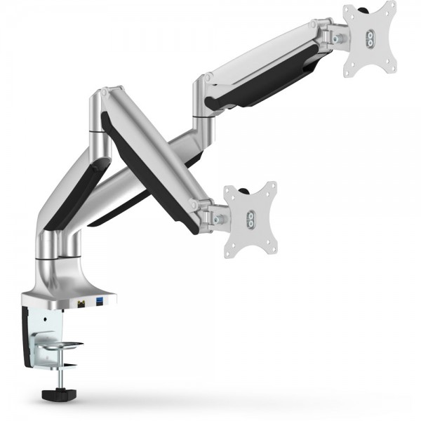 InLine® Tischhalterung mit Lifter und USB 3.0, beweglich, für zwei Monitore bis 81cm (32"), max. 9kg