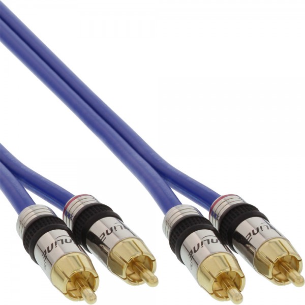 InLine® Cinch Kabel AUDIO, PREMIUM, vergoldete Stecker, 2x Cinch Stecker / Stecker, 10m
