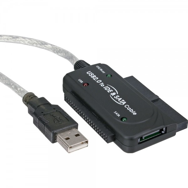 InLine® USB 2.0 zu IDE + SATA Konverter, mit Netzteil