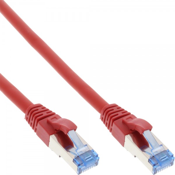 InLine® Patchkabel, S/FTP (PiMf), Cat.6A, 500MHz, halogenfrei, Kupfer, rot, 3m