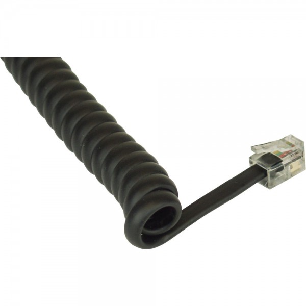 InLine® Spiralkabel, RJ10 Stecker / Stecker, max. 2m, schwarz