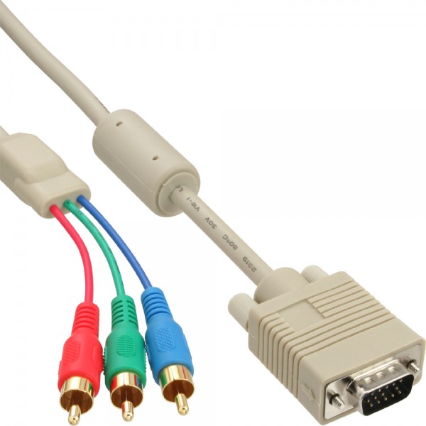 InLine® VGA RGB Kabel, VGA Stecker an 3x Cinch Stecker, 1m