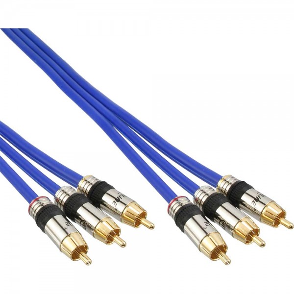 InLine® Cinch Kabel AUDIO/VIDEO, PREMIUM, vergoldete Stecker, 3x Cinch Stecker / Stecker, 15m