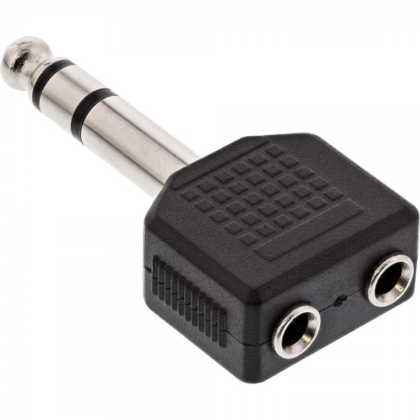 InLine® Audio Adapter, 6,3mm Klinke Stecker Stereo an 2x 3,5mm Klinke Buchse, Stereo