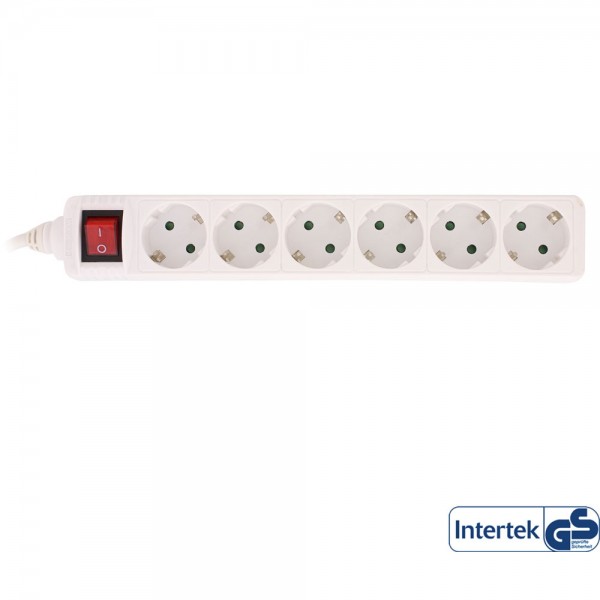 InLine® Steckdosenleiste, 6-fach Schutzkontakt, mit Schalter, 3m, weiß