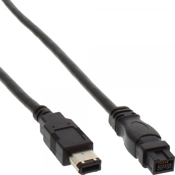InLine® FireWire Kabel, IEEE1394 6pol Stecker zu 9pol Stecker, schwarz, 1,8m