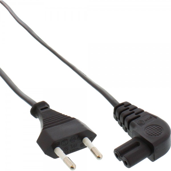 InLine® Netzkabel, Netzstecker auf Euro 8 C7 Stecker, gewinkelt, 10m