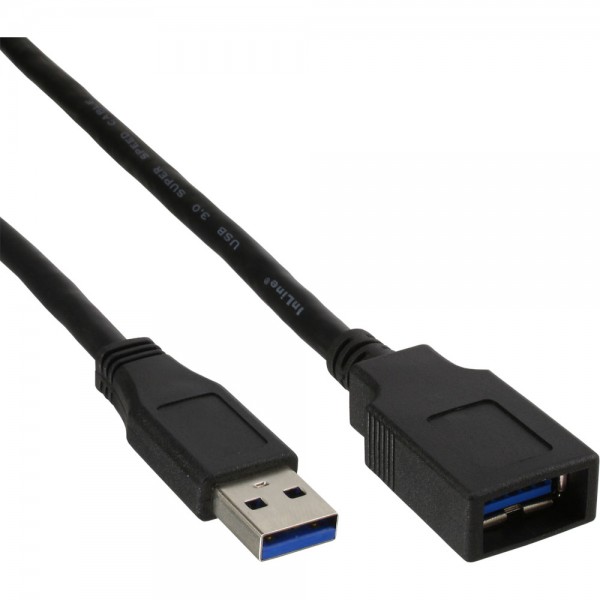 InLine® USB 3.0 Kabel, A Stecker / Buchse, schwarz, 1m