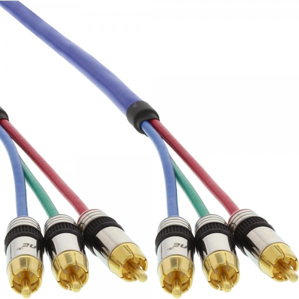 InLine® Cinch Kabel RGB VIDEO, PREMIUM, vergoldete Stecker, 3x Cinch Stecker / Stecker, 3m