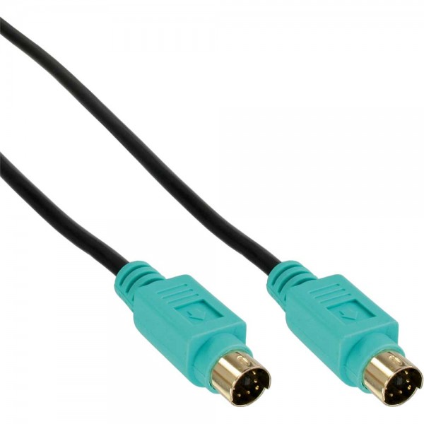 InLine® PS/2 Kabel, Stecker / Stecker, PC99, Kabel schwarz, Stecker grün, Kontakte gold, 2m