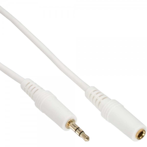 InLine® Klinke Verlängerung, 3,5mm Klinke Stecker / Buchse, Stereo, weiß / gold, 10m