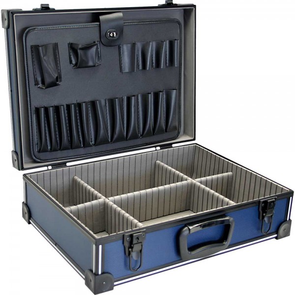 InLine® Werkzeugkoffer, ABS/Aluminium blau/schwarz, unbestückt, abschließbar