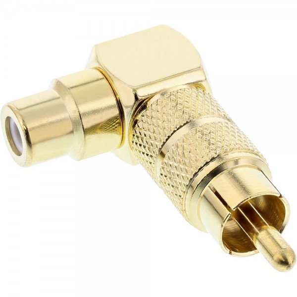 InLine® Audio Adapter, Cinch Stecker / Buchse, 90° gewinkelt, vergoldet