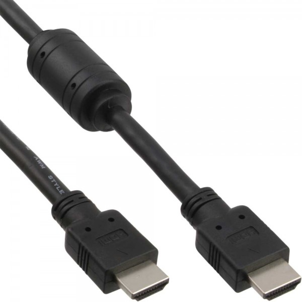 InLine® HDMI Kabel, HDMI-High Speed, Stecker / Stecker, schwarz, mit Ferrit, 3m