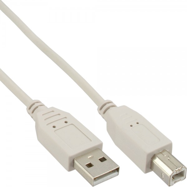 InLine® USB 2.0 Kabel, A an B, beige, 5m