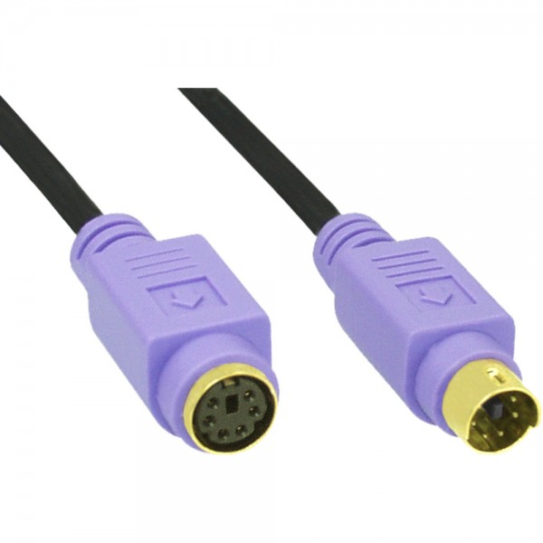 InLine® PS/2 Verlängerung, Stecker / Buchse, PC99, Kabel schwarz, Stecker violett, Kontakte gold, 5m