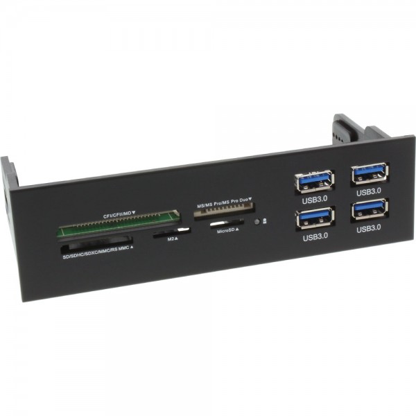 InLine® Frontpanel für den DVD-Schacht, Cardreader, 4x USB 3.0