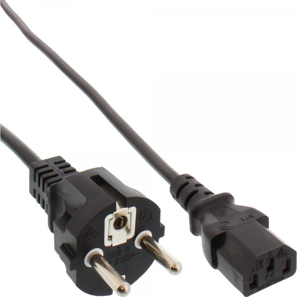 InLine® Netzkabel, Schutzkontakt gerade auf Kaltgerätestecker C13, 1,8m, schwarz