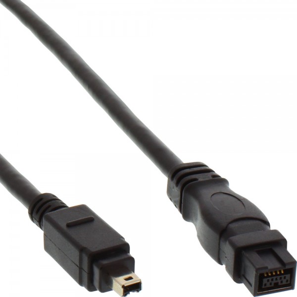 InLine® FireWire Kabel, IEEE1394 4pol Stecker zu 9pol Stecker, schwarz, 1,8m