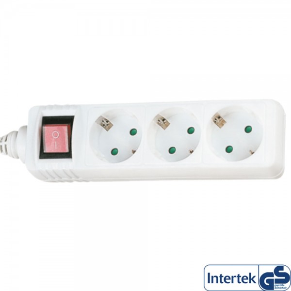 InLine® Steckdosenleiste, 3-fach Schutzkontakt, mit Schalter, 3m, weiß