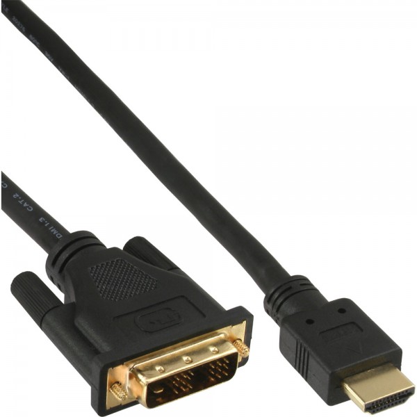 InLine® HDMI-DVI Kabel, vergoldete Kontakte, HDMI Stecker auf DVI 18+1 Stecker, 1,5m