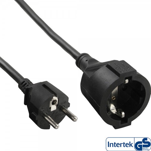 InLine® Strom-Verlängerung Schutzkontakt Stecker / Buchse, schwarz, 10m