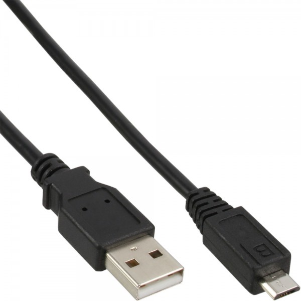 InLine® Micro-USB 2.0 Kabel, USB-A Stecker an Micro-B Stecker, schwarz, 2m