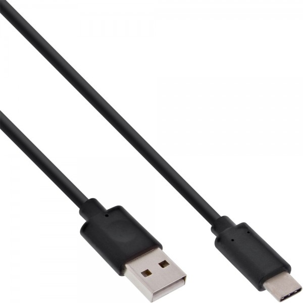 InLine® USB 2.0 Kabel, Typ C Stecker an A Stecker, schwarz, 0,5m