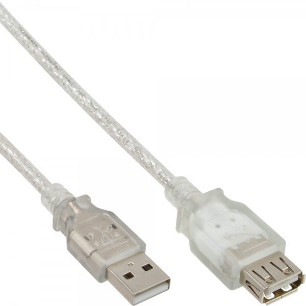 InLine® USB 2.0 Verlängerung, Stecker / Buchse, Typ A, transparent, 5m