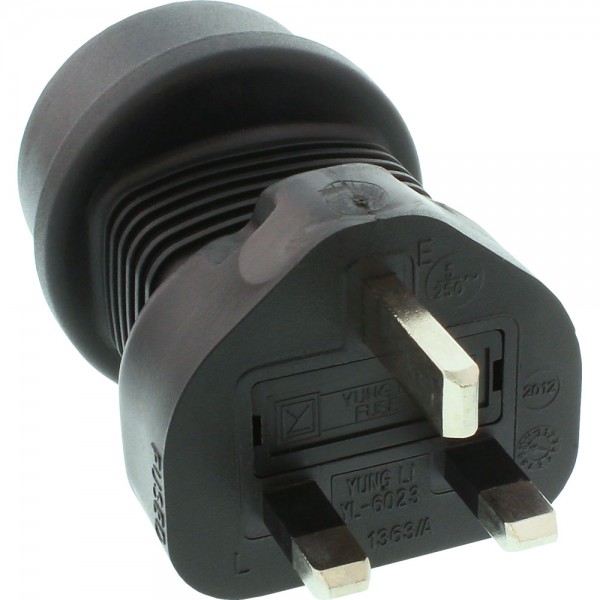 InLine® Reisedapter, England/Malta Stecker auf Schutzkontakt Buchse, 5 Ampere