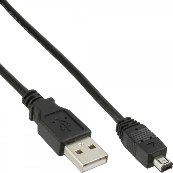 InLine® USB 2.0 Mini-Kabel, Stecker A an Mini USB Stecker, schwarz, 1m