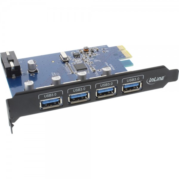 InLine® PCIe Schnittstellenkarte, 4x USB 3.0, schwarz