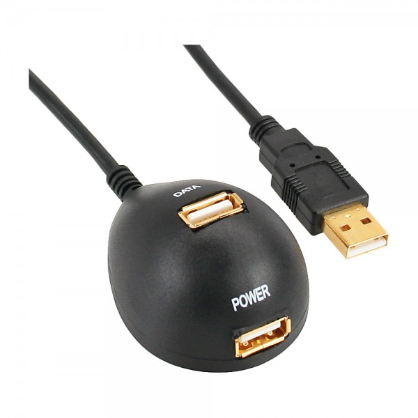 InLine® USB 2.0 Verlängerung, Stecker / Buchse, Typ A, schwarz, mit Standfuss, 5m