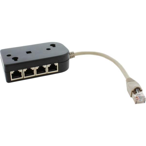 InLine® ISDN Verteiler, 8x RJ45 Buchse, 15cm Kabel, mit Endwiderständen