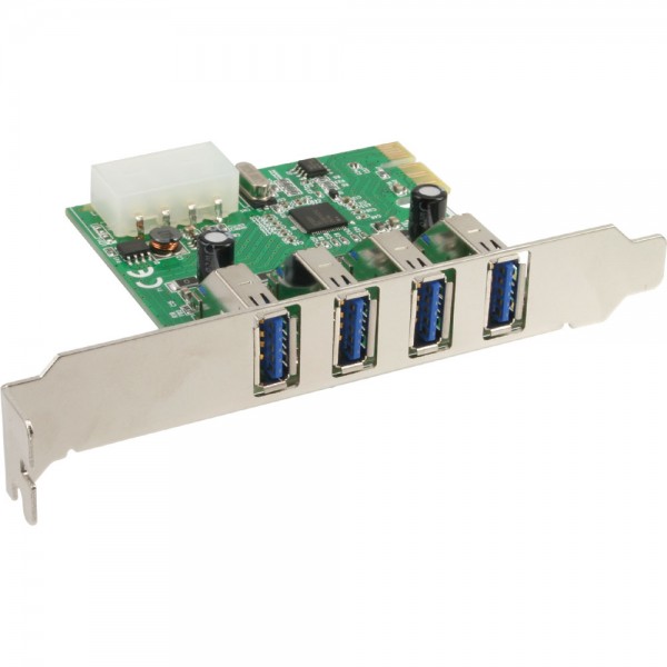InLine® Schnittstellenkarte, 4x USB 3.0, PCIe, inkl. Low-Profile Slotblech