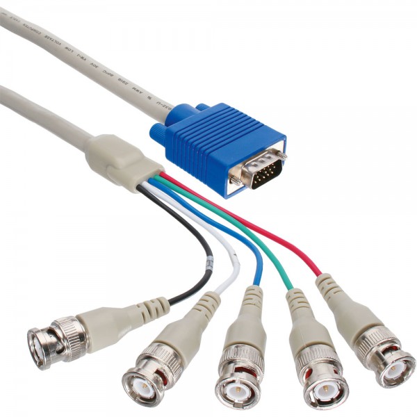 InLine® VGA BNC Kabel, 5x BNC Stecker an 15pol HD Stecker, 5m