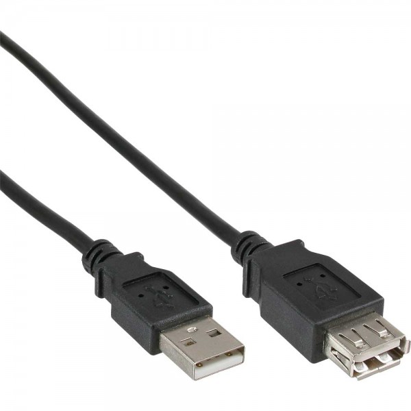 InLine® USB 2.0 Verlängerung, Stecker / Buchse, Typ A, schwarz, 1,8m