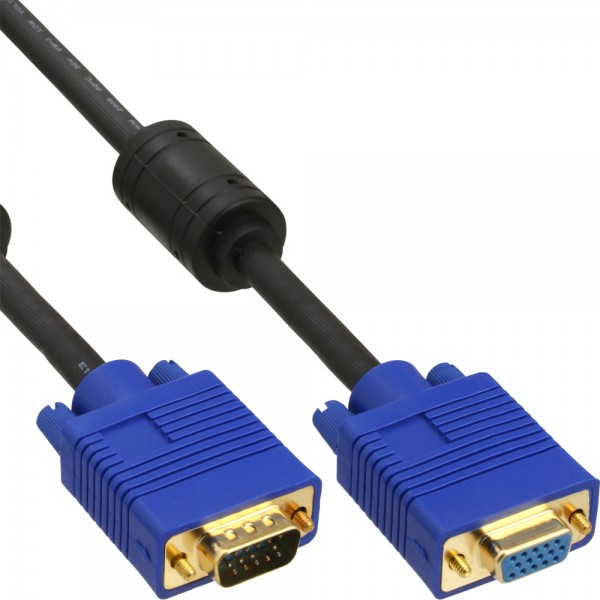 InLine® S-VGA Verlängerung Premium, 15pol HD Stecker / Buchse, schwarz, 10m