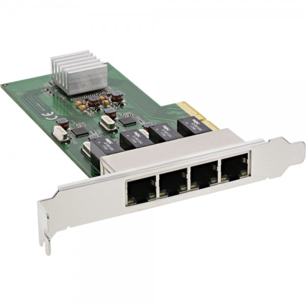 InLine® 4x Gigabit Netzwerkkarte, PCIe x4, 4x 1GBit/s, inkl. low profile Slotblech