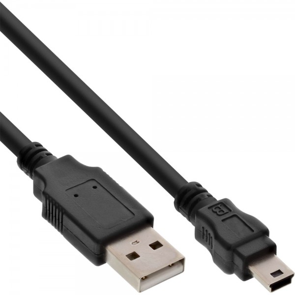 InLine® USB 2.0 Mini-Kabel, USB A Stecker an Mini-B Stecker (5pol.), schwarz, 1,5m