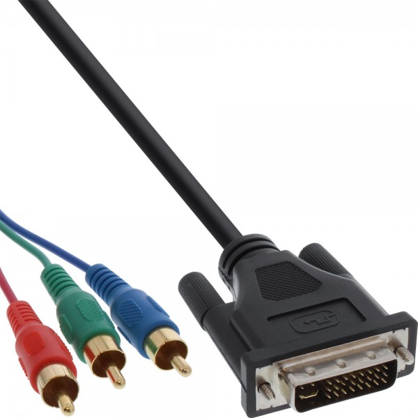 InLine® DVI-I Kabel, 24+5 Stecker 3x Cinch RGB, 3m