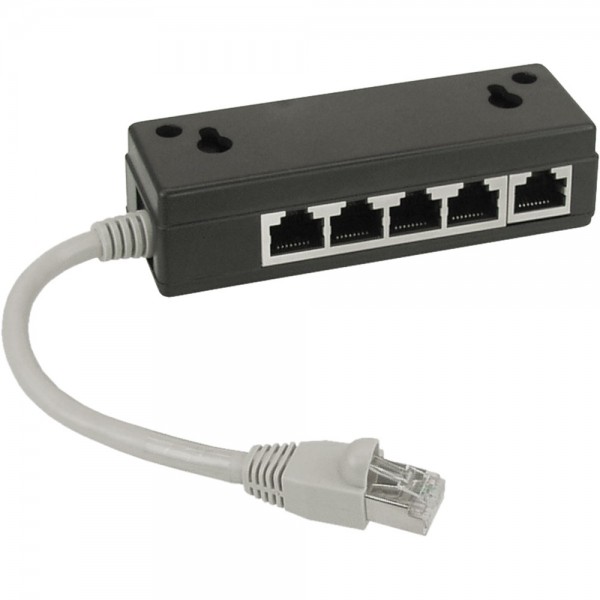 InLine® ISDN Verteiler, 5x RJ45 Buchse, 15cm Kabel, mit Endwiderständen