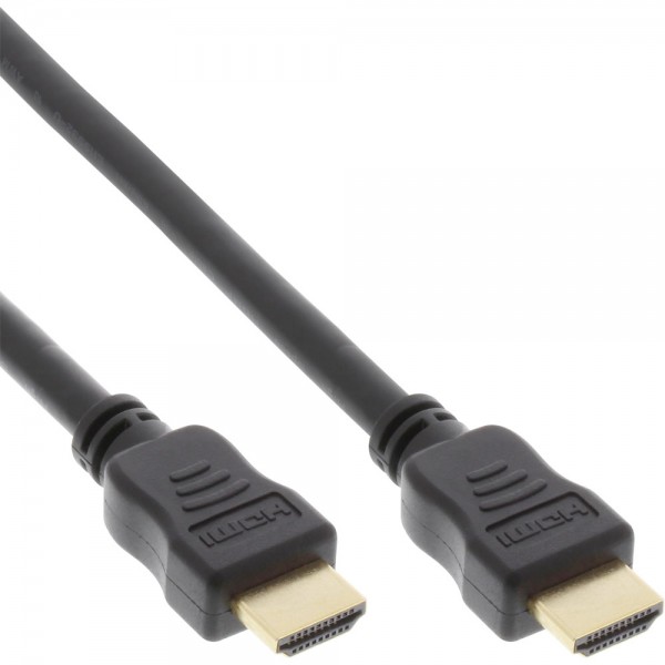 InLine® HDMI Kabel, HDMI-High Speed mit Ethernet, Premium, Stecker / Stecker, schwarz / gold, 0,5m